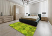 Patterned Green Rug in a Bedroom, pat1182yw