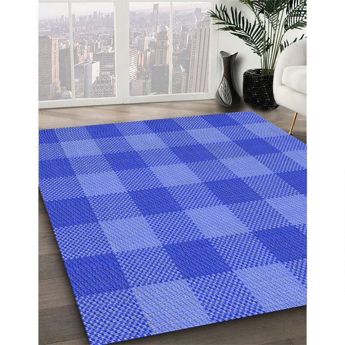 Patterned Sky Blue Rug in Family Room, pat1183blu