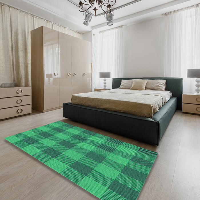 Patterned Spring Green Rug in a Bedroom, pat1183grn