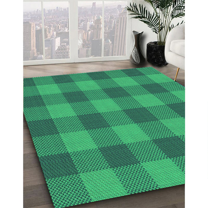 Patterned Spring Green Rug in Family Room, pat1183grn