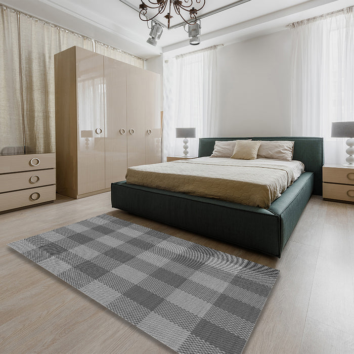 Patterned Gray Rug in a Bedroom, pat1183gry