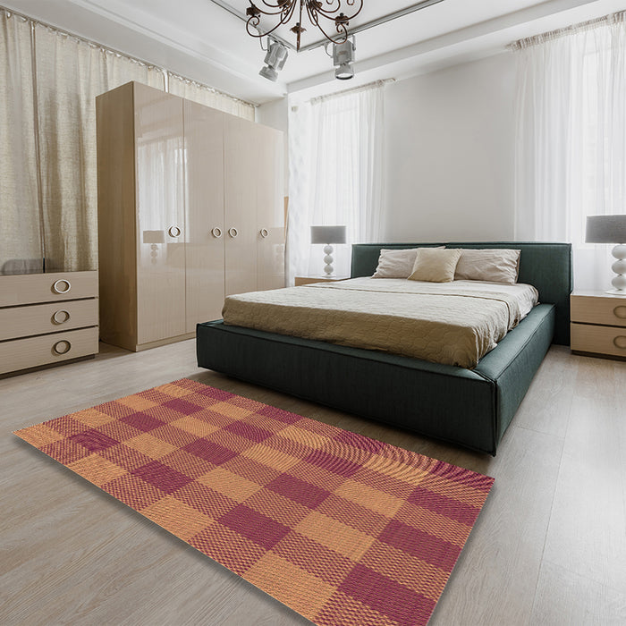 Patterned Orange Rug in a Bedroom, pat1183org
