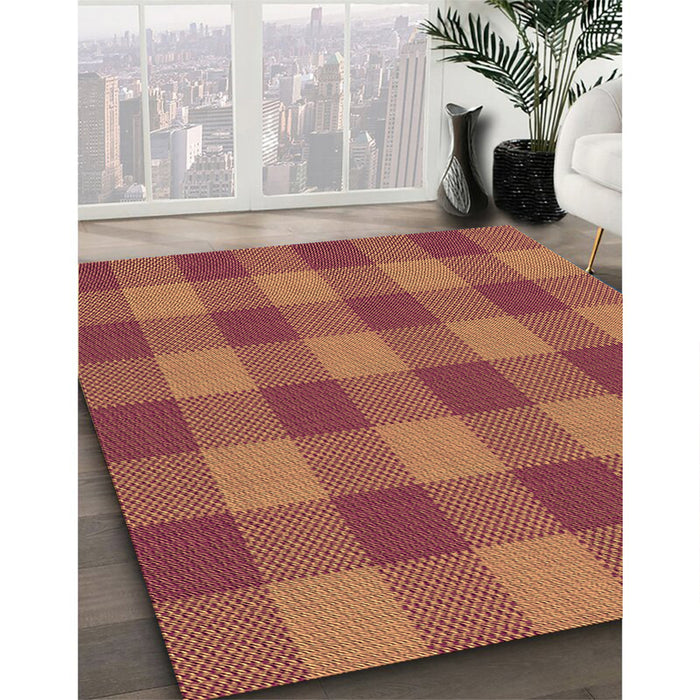 Patterned Orange Rug in Family Room, pat1183org