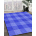 Patterned Sky Blue Rug in Family Room, pat1183pur