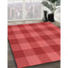 Patterned Red Rug in Family Room, pat1183rd