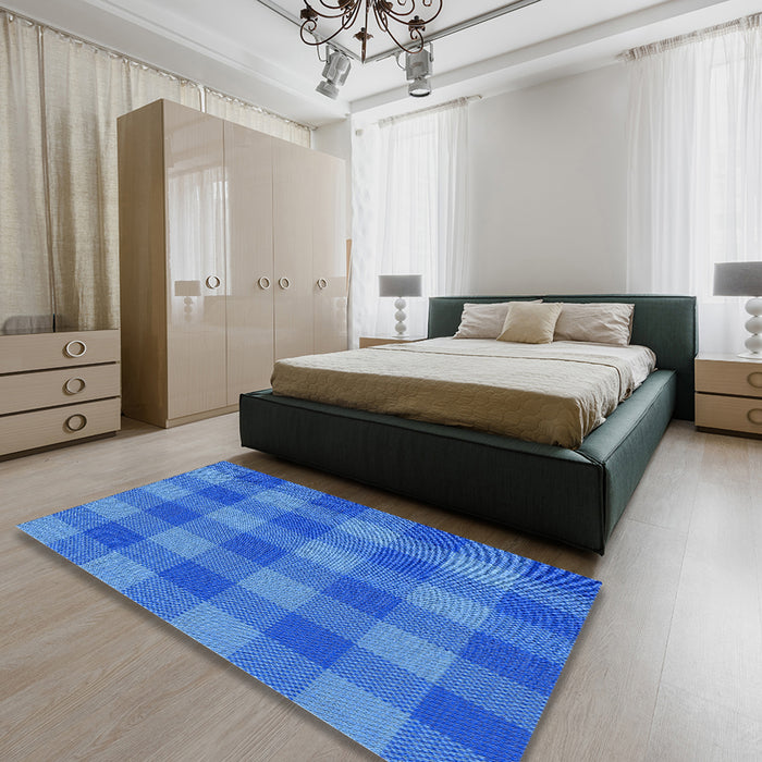 Machine Washable Transitional Blue Rug in a Bedroom, wshpat1183