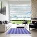 Square Patterned Denim Blue Rug in a Living Room, pat1184blu