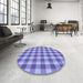 Round Patterned Denim Blue Rug in a Office, pat1184blu