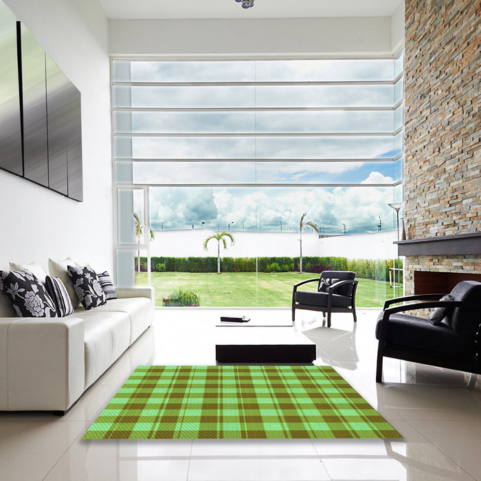 Machine Washable Transitional Emerald Green Rug in a Kitchen, wshpat1184grn
