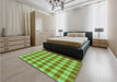 Patterned Emerald Green Rug in a Bedroom, pat1184grn