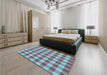 Patterned Diamond Blue Rug in a Bedroom, pat1184lblu