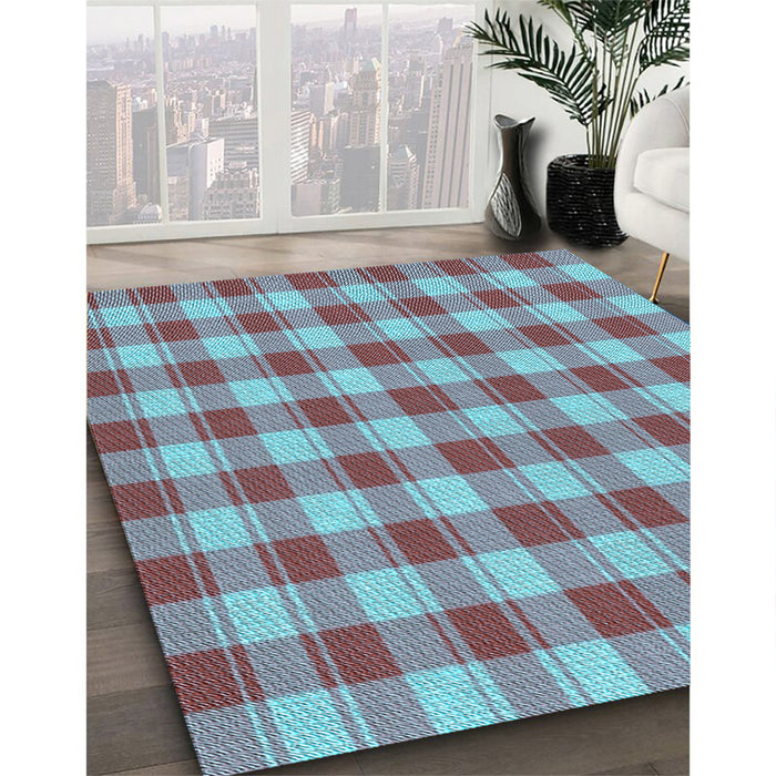Machine Washable Transitional Diamond Blue Rug in a Family Room, wshpat1184lblu