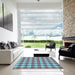 Square Patterned Diamond Blue Rug in a Living Room, pat1184lblu