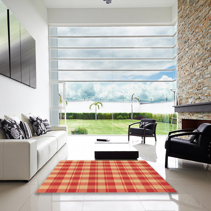 Machine Washable Transitional Neon Red Rug in a Kitchen, wshpat1184org