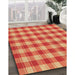 Patterned Neon Red Rug in Family Room, pat1184org