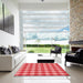 Square Patterned Red Rug in a Living Room, pat1184rd