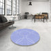 Round Patterned Sky Blue Rug in a Office, pat1185blu