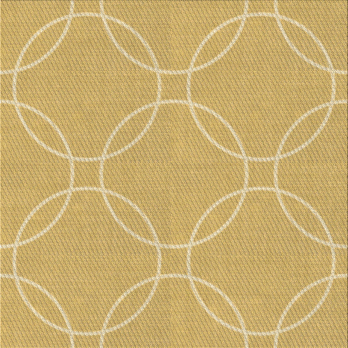 Round Machine Washable Transitional Bright Gold Yellow Rug, wshpat1185brn