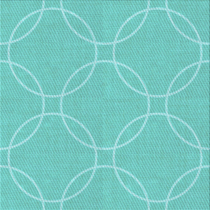 Round Machine Washable Transitional Dark Turquoise Green Rug, wshpat1185lblu