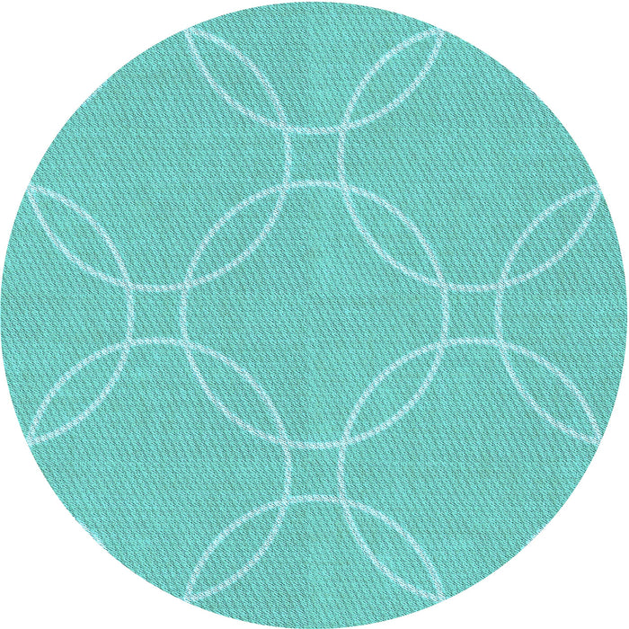 Square Patterned Dark Turquoise Green Rug, pat1185lblu