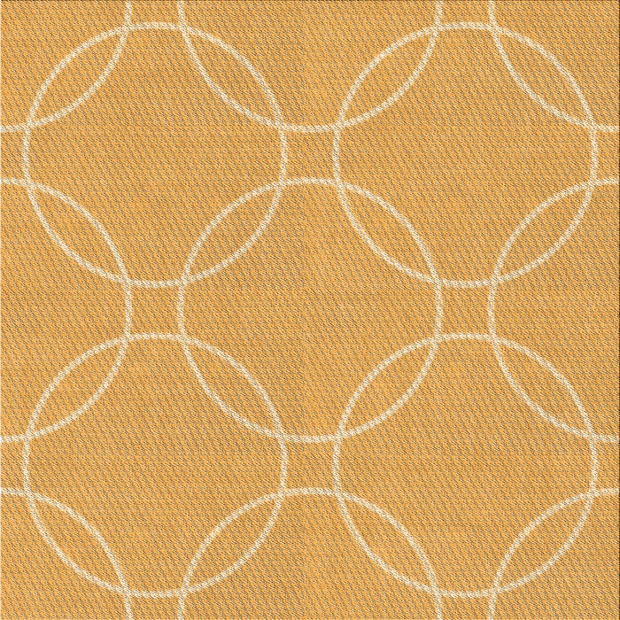 Round Patterned Saffron Yellow Rug, pat1185org