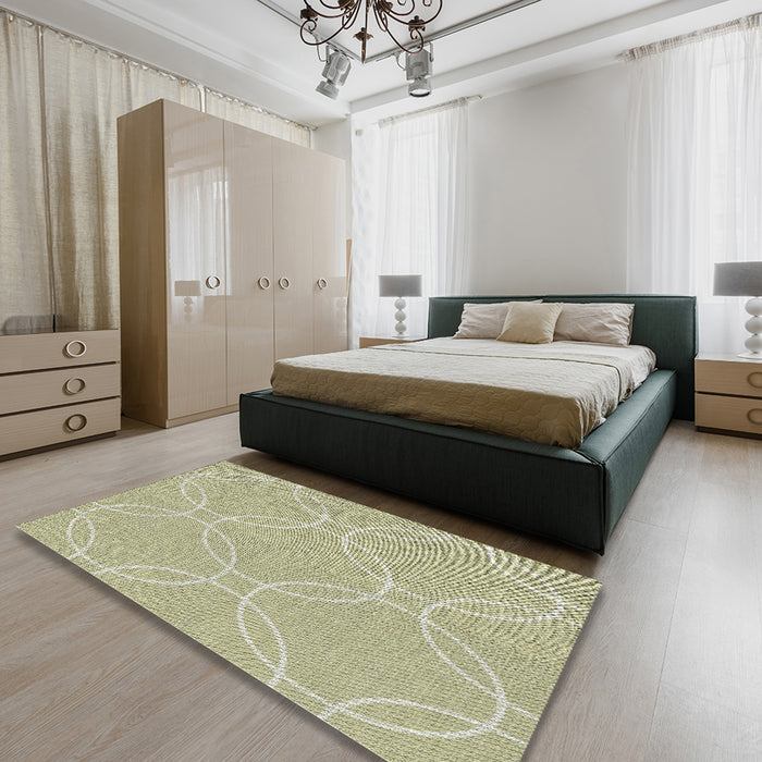 Machine Washable Transitional Khaki Gold Rug in a Bedroom, wshpat1185