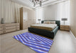 Patterned Amethyst Purple Rug in a Bedroom, pat1186blu