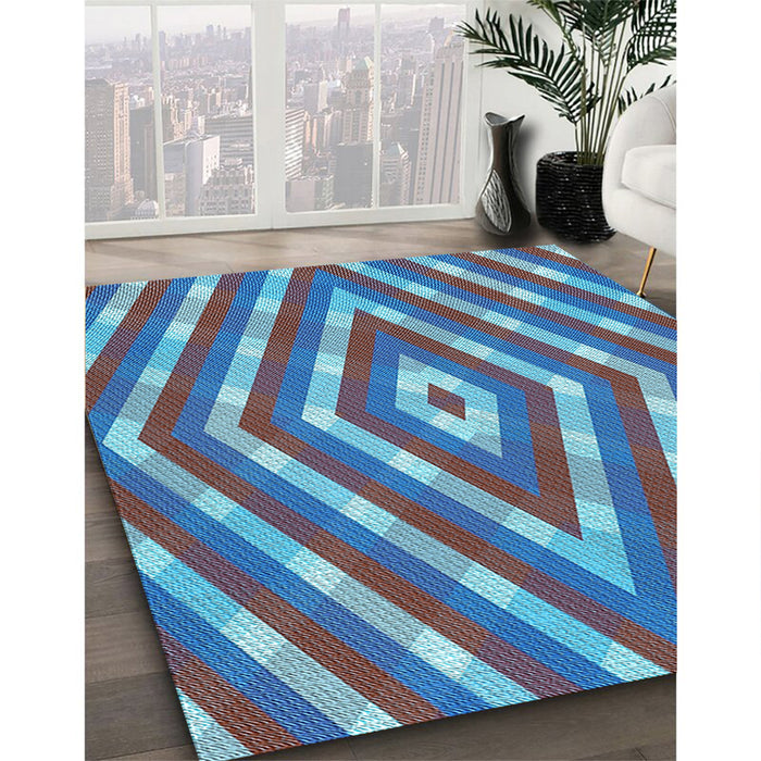 Machine Washable Transitional Blue Rug in a Family Room, wshpat1186lblu