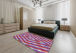 Machine Washable Transitional Burnt Pink Rug in a Bedroom, wshpat1186