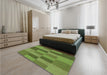 Patterned Seaweed Green Rug in a Bedroom, pat1187grn