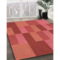 Patterned Bright Orange Rug, pat1187org