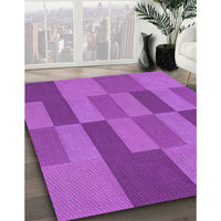 Patterned Bright Neon Pink Purple Rug, pat1187pur