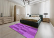 Patterned Bright Neon Pink Purple Rug in a Bedroom, pat1187pur