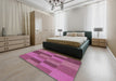 Machine Washable Transitional HotPink Rug in a Bedroom, wshpat1187