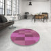 Round Patterned Hot Pink Novelty Rug in a Office, pat1187