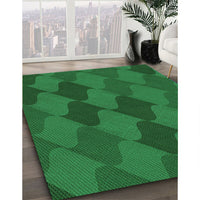 Patterned Deep Emerald Green Rug, pat1188grn