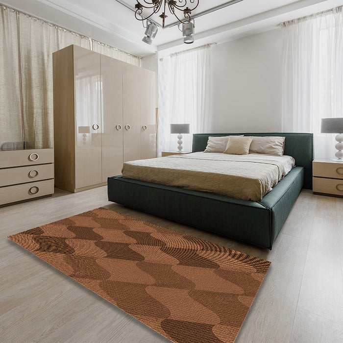 Patterned Red Brown Rug in a Bedroom, pat1188org
