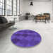 Round Patterned Amethyst Purple Rug in a Office, pat1188pur