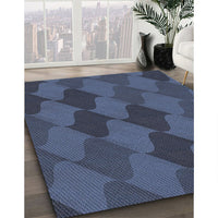 Patterned Deep-Sea Blue Novelty Rug, pat1188