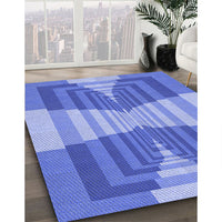 Patterned Ocean Blue Rug, pat1189blu