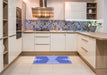 Patterned Ocean Blue Rug in a Kitchen, pat1189blu