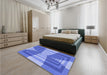 Patterned Ocean Blue Rug in a Bedroom, pat1189blu