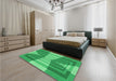 Round Machine Washable Transitional Neon Green Rug in a Office, wshpat1189grn