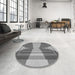 Round Patterned Ash Gray Rug in a Office, pat1189gry