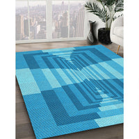 Patterned Neon Blue Rug, pat1189lblu