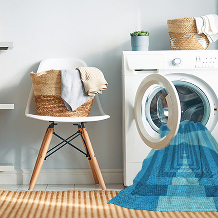 Machine Washable Transitional Neon Blue Rug in a Washing Machine, wshpat1189lblu