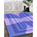 Patterned Blue Rug in Family Room, pat1189pur