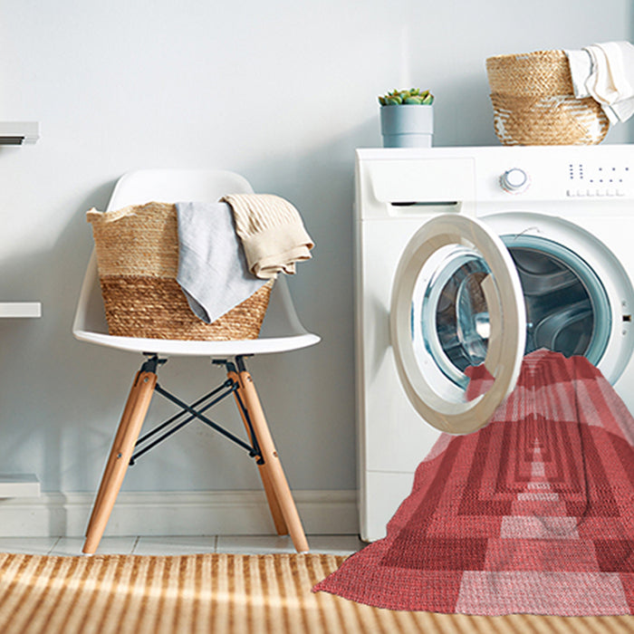 Machine Washable Transitional Red Rug in a Washing Machine, wshpat1189rd