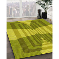 Patterned Olive Green Rug, pat1189yw