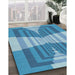 Patterned Blue Novelty Rug in Family Room, pat1189